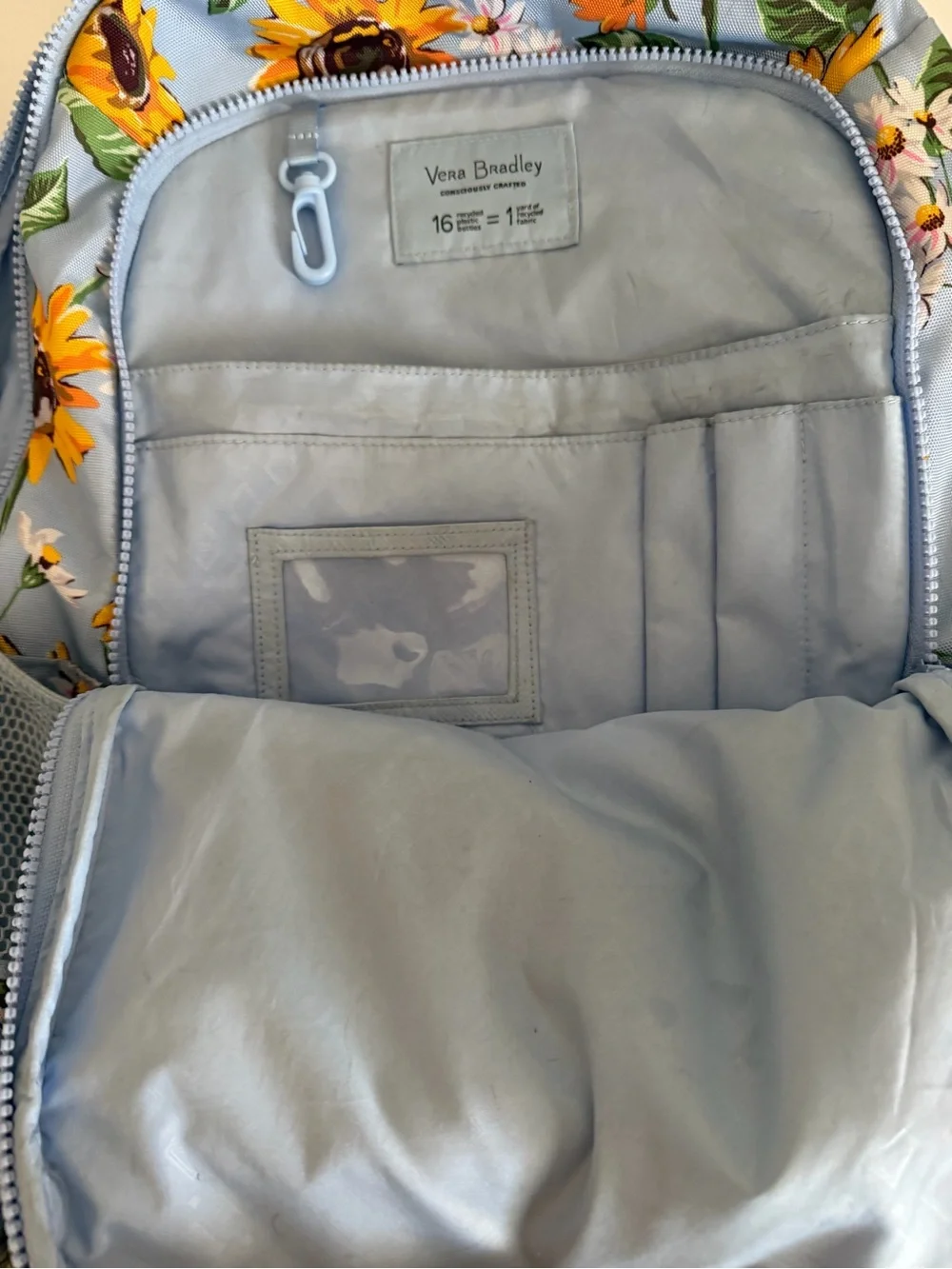 Vera Bradley Sunflower Print Light Blue Backpack
